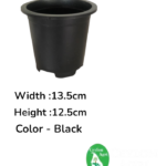 Plastic Pot (Black )  | 13.5cm