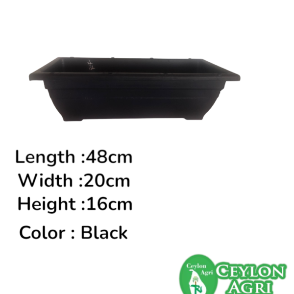 Modern Rectangular Planter Pots (Black) | 48cm