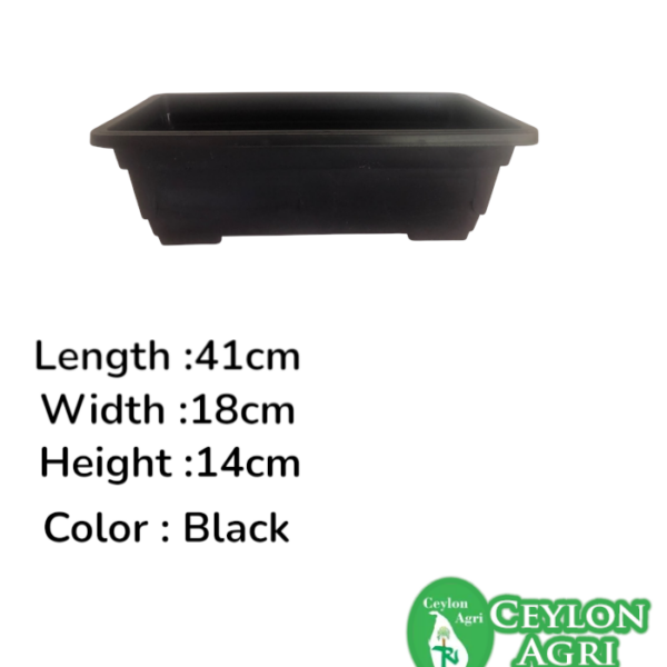Modern Rectangular Planter Pots (Black) | 41cm