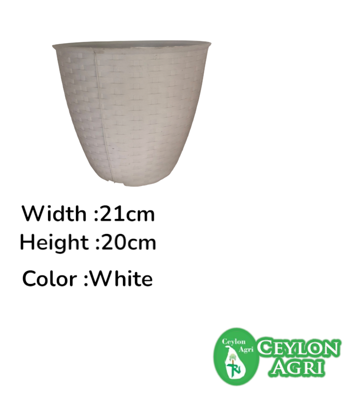 New Template (86) Plastic Pots ( White ) |- 21cm - Image 1